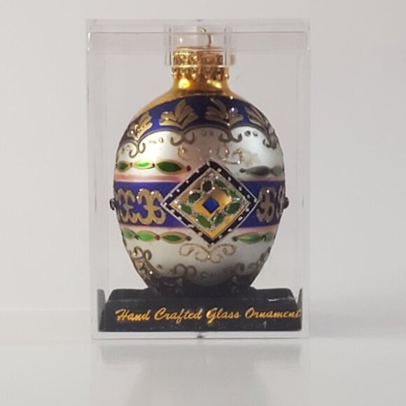 DESIGNERS STUDIO Vintage Hand Crafted Glass Faberge Ornament Christmas Decoratio - Picture 1 of 4